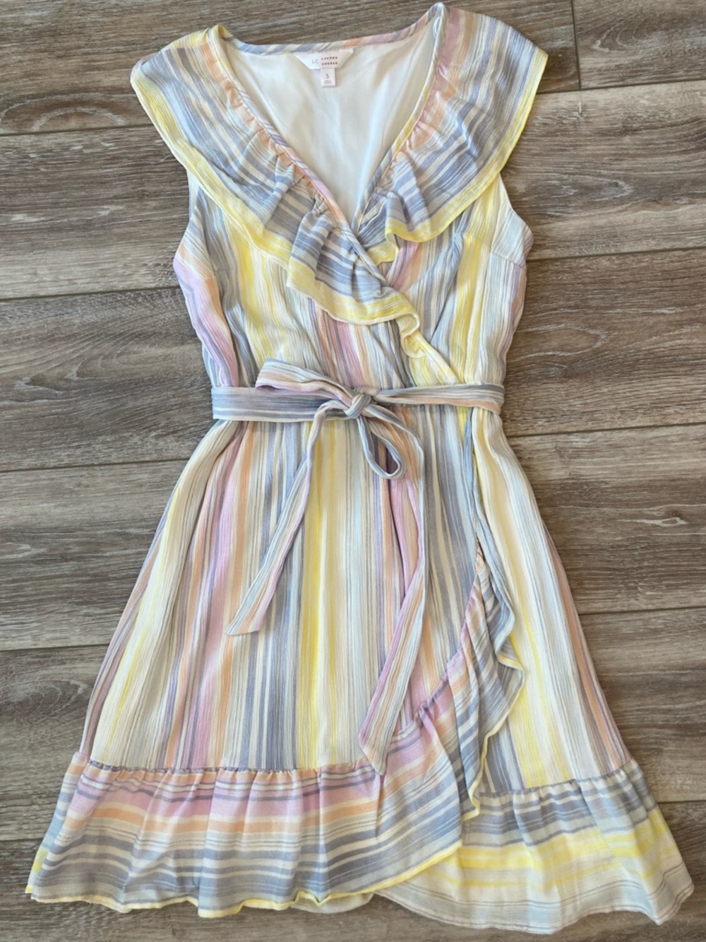LC Lauren Conrad Sleeveless Pastel Stripe Wrap Dress